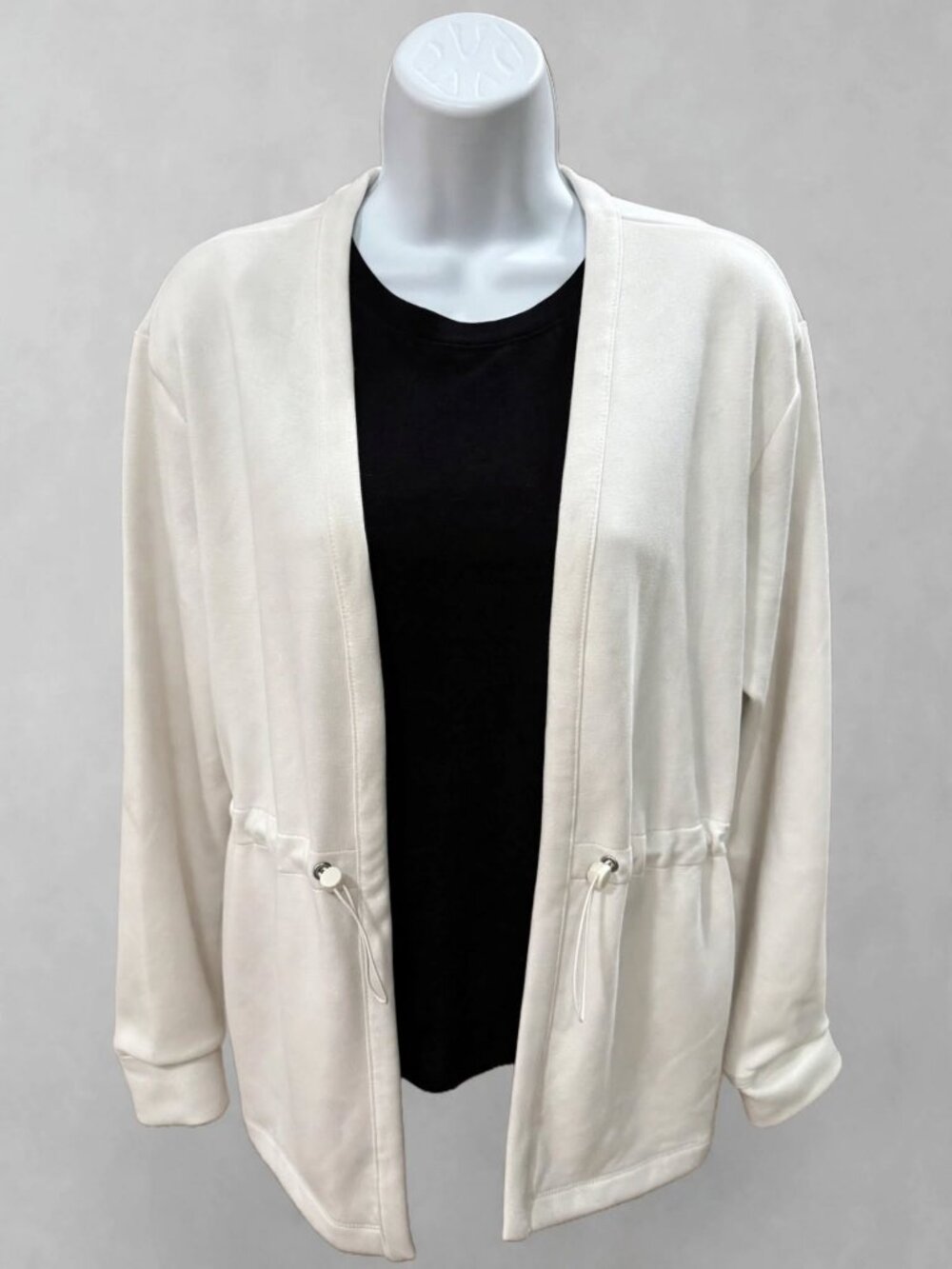 Tek Gear XL Cream Open Front Cardigan - Cinch Waist Drawstring Soft Athleisure